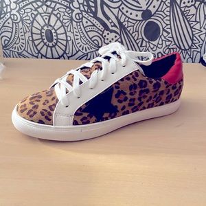 Leopard and white sneakers